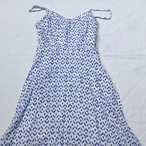 Geometric White and Blue Dress